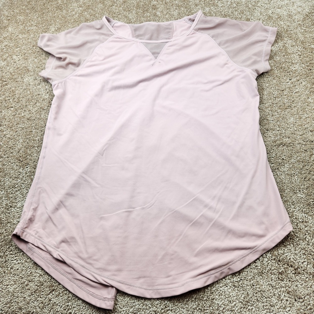 Lululemon Pink Mesh Panel Split Back Short Sleeve Activewear‎ Top Womens Size 6